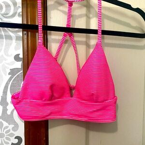 Pink Striped Bikini Top